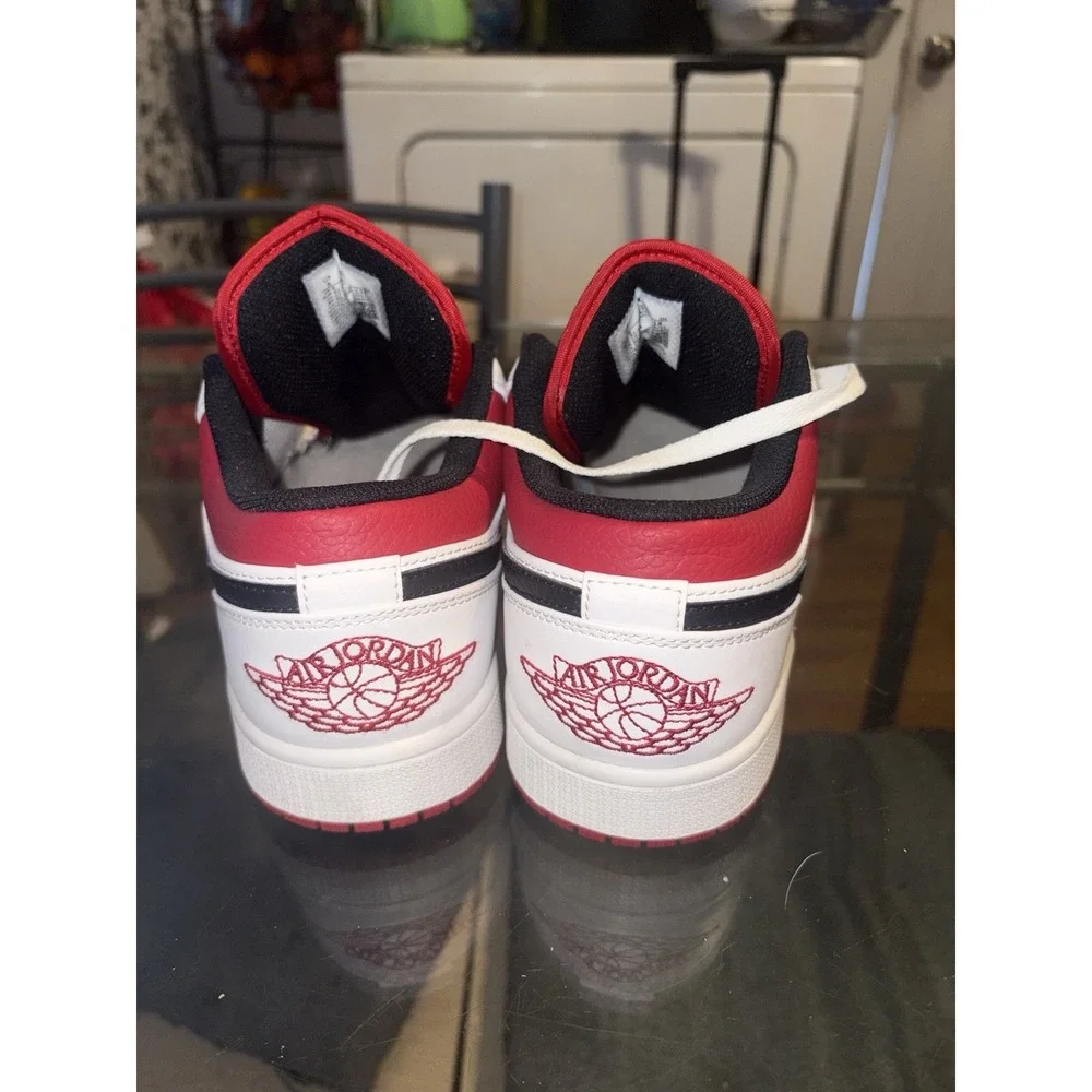 Nike Air Jordan 1 Low Basketball Sneakers White/Red/Black Size 9